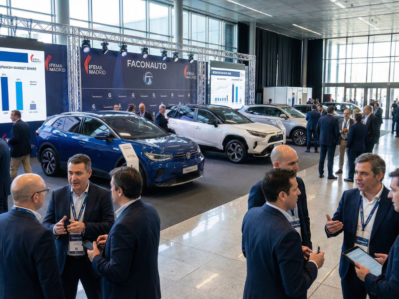 Automotive-Branchenevent mit Ausstellungsfahrzeugen, KPI-Präsentationen und Fachgesprächen zwischen Autohaus-Entscheidern